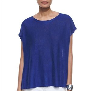 Eileen Fisher High Low Cobalt Blue Boxy Sweater